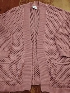 VTG Arizona Jean Co. Sz.XL Mauve Open Knit Cardigan - Picture 1 of 8