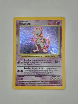 SWIRL Pokemon Mewtwo 10/130 Holo Rare BASE SET 2  SWIRL NM - Image 1 of 3
