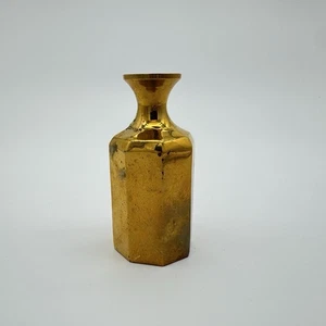 Vintage Solid Brass Hexagon Bud Vase 4.25” Mid Century Modern Minimalist Decor - Picture 1 of 10