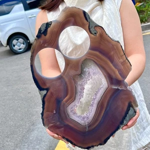 3,26 lb ágata natural amatista geoda rodajas cristal cuarzo muestra curación - Imagen 1 de 13