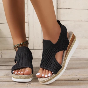 Damen Sommer orthopädische Keilabsatz flache Sandalen Wandern Fersenriemen Freizeitschuhe 2025 - Bild 1 von 18