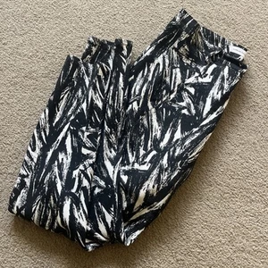 Scanlan Theodore Pants Womens 12 Black White Print Abstract Tapered High Pockets - Picture 1 of 9