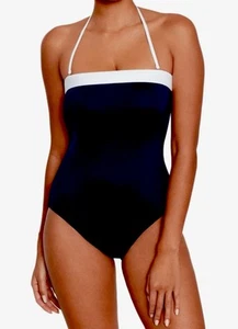 Traje de baño moderno bandeau de una pieza Lauren Ralph Lauren - Bel Air, negro, talla 12 - Imagen 1 de 7