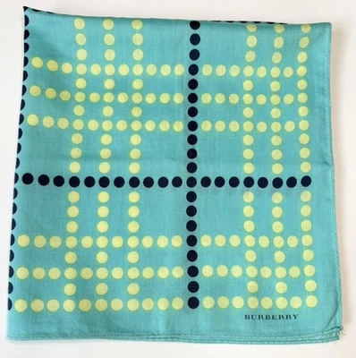 Burberry Scarf Blue w/ Yellow & Black Dotted Nova Check/Plaid Pattern Y2K - Image 1 of 4