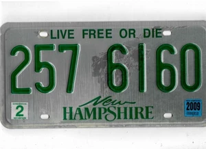 NEW HAMPSHIRE passenger 2009 license plate "257 6160" ***NATURAL*** - Picture 1 of 1