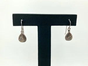 Teardrop Shape 925 Sterling Silver Earrings - Petite Star Dangle - Picture 1 of 5