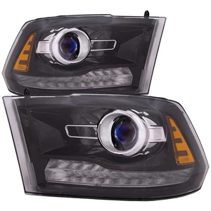 Headlight Halogen Black Bezel Pair Fits Dodge Ram 1500 2500 3500 Pickup 13-22 - Bild 1 von 7