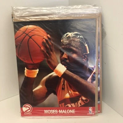 Vintage 1990 Moses Malone NBA Hoops Atlanta Hawks 8X10 Picture Photo Card NEW  - Image 1 of 2