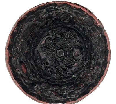 Intrincado dragón leones dragón tallado a mano intestino resina laca cinabrio chino Foto 1 de 4