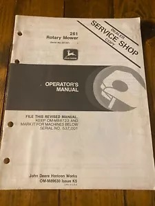 John Deere 261 Rotary Mower Revised Operator's Manual - Picture 1 of 2