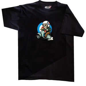 Mod skull rider motorcycle scooter T-Shirt small to XXXL sizes black style 3 - Picture 1 of 1