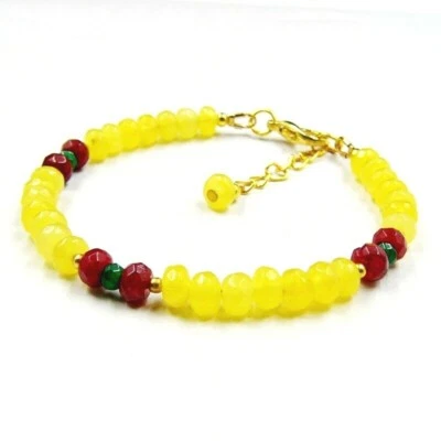 BAILYSBEADS behandelt gelb Saphir-Armband Armkettechen mit Rubin & Smaragd 20cm - Bild 1 von 2