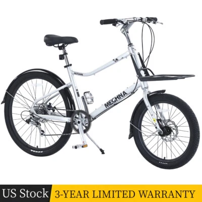 Bicicleta de Carga Unisex 26" 7 Velocidades Bicicleta de Cercanías con Bastidores para Adultos y Adolescentes Foto 1 de 4