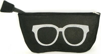 NUEVO Estuche de fieltro suave fuerte NEGRO/BLANCO con cremallera para todas las gafas de sol Anteojos Foto 1 de 4