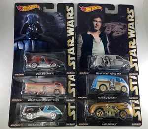 2015 Hot Wheels Star Wars LOT OF 6 DRAG BUS DREAM PANEL ASTRO SPORT QUICK - Picture 1 of 5