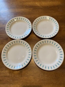 (4) Homer Laughlin China Turquoise Atomic Diamond Pattern Bread Side PLATES EC - Picture 1 of 9