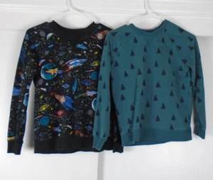 Hanna Andersson Boys 10 Sweatshirt Lot of Two Space Planets Trees Green Popover - Picture 1 of 16