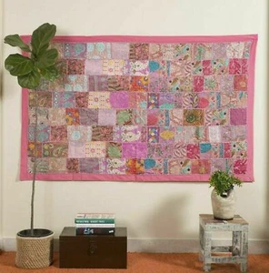 Indian 60*40 inch Cotton Peach Patchwork Vintage Boho Home Decor Wall Hanging - Picture 1 of 5