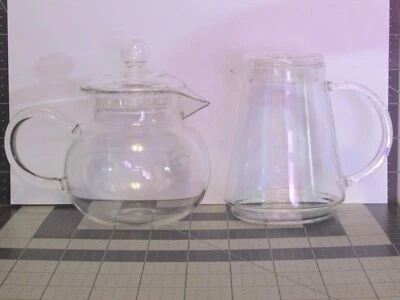 TWO Glass Teapots, Tea For One, Two Cups Teapot, Vintage? Pyrex? Tea Forte? - Image 1 of 4