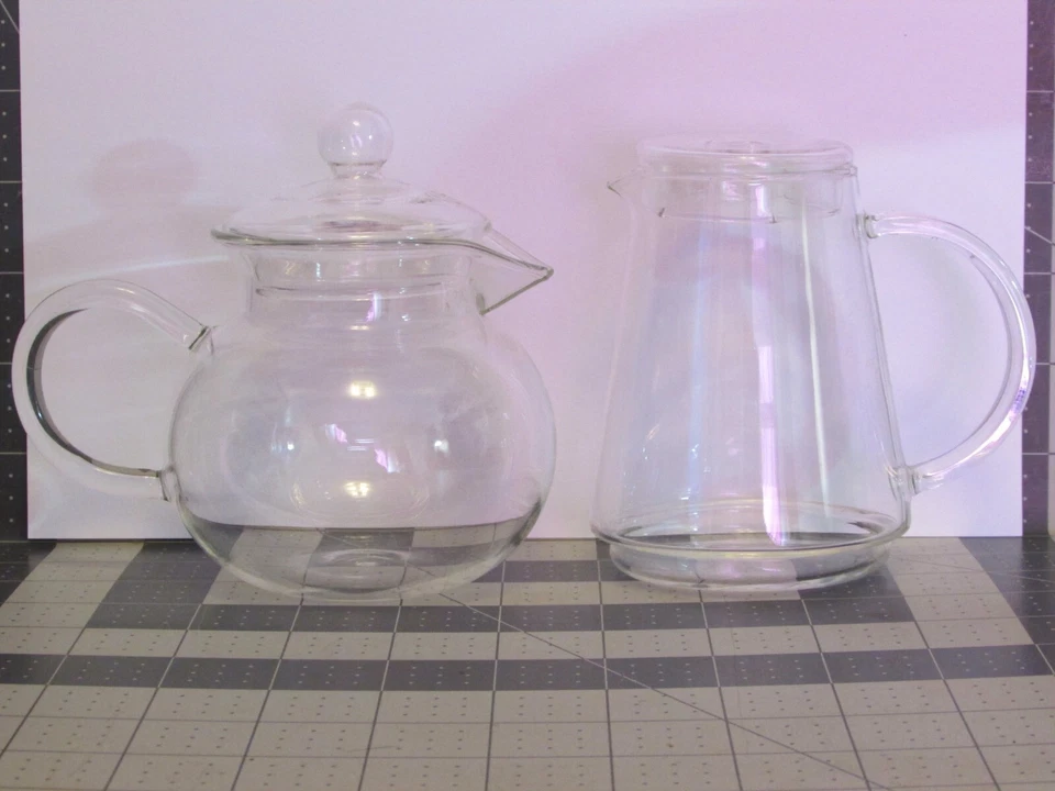 TWO Glass Teapots, Tea For One, Two Cups Teapot, Vintage? Pyrex? Tea Forte? - Image 1 of 4
