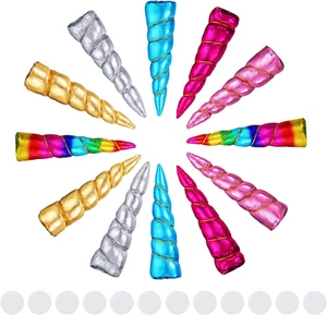 ✨12 Pack 5.12 Inches Glitter Unicorn Horns DIY Unicorn Headbands Photo Prop for  - Picture 1 of 7