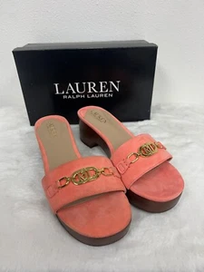 Lauren Ralph Lauren Women Platform Slide Sandals Roxanne Size US 8B Coral Pink - Picture 1 of 8