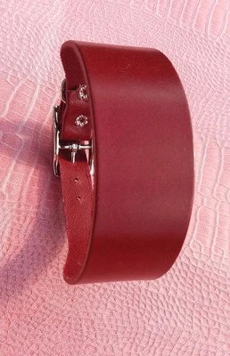 LEADTHEWAY **LEATHER** WINE RED WHIPPET/ MED SIZE DOG BAR COLLAR ADJUST 12.5"-14.5"]##