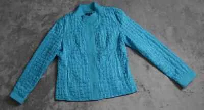 Chaqueta para mujer Samuel Dong texturizada grande azul forrada a presión manga larga Foto 1 de 4