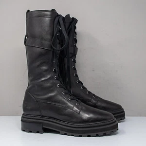 Schutz Moly Tall Black Leather Combat Boots Boot, Size 9.5 B - Picture 1 of 10