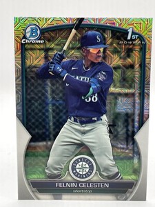 2023 Bowman Chrome #BCP-156 Felnin Celesten 1st Mega Box Mojo Refractor MARINERS