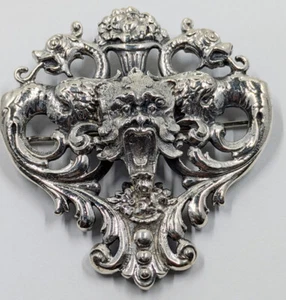 Cini Boston Sterling Silber Antik Jugendstil Teufel Dämon Greif Anstecknadel Brosche - Bild 1 von 8