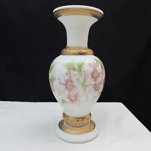 Fenton White Satin OOAK JK SPINDLER Floral Vase Special Order 2012 W559 - Picture 1 of 7