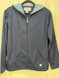  Oleg Cassini Vintage Sport Zipped Up Jacket with Hoodie Navy Blue Size XL - Picture 1 of 8