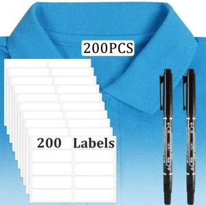 200 Pcs No-Iron Fabric Labels, Writable Self Adhesive Name Labels, Name Tags - Picture 1 of 7
