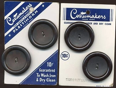 4 COSTUMAKERS COAT/SUIT BROWN/BLACK 2 HOLE1-3/8" BUTTONS ON 2 CARDS NEW NOT USED - Image 1 of 2