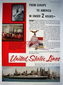 UNITED STATES LINES Cruise Ships 1955 Advert Print #1 - Original Ad to Frame - Picture 1 of 2