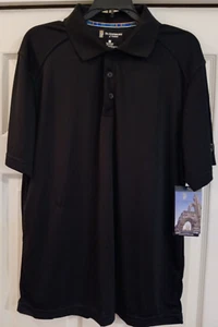 St Andrew's of Scotland Polo Golf Shirt Men's Medium Black Solid - Picture 1 of 4