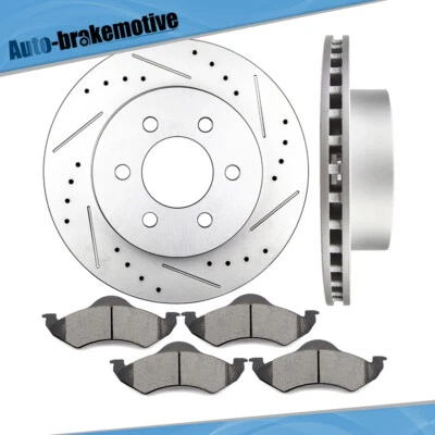 Rotores dianteiros + pastilhas de freio para rotores perfurados Dodge Durango Dakota 2000-2002 - Imagem 1 de 4