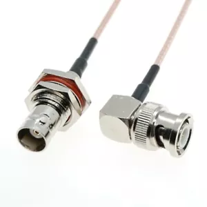 BNC Female Bulkhead to BNC Male Right Angle Connector RF Coaxial RG316 Cable - Picture 1 of 5