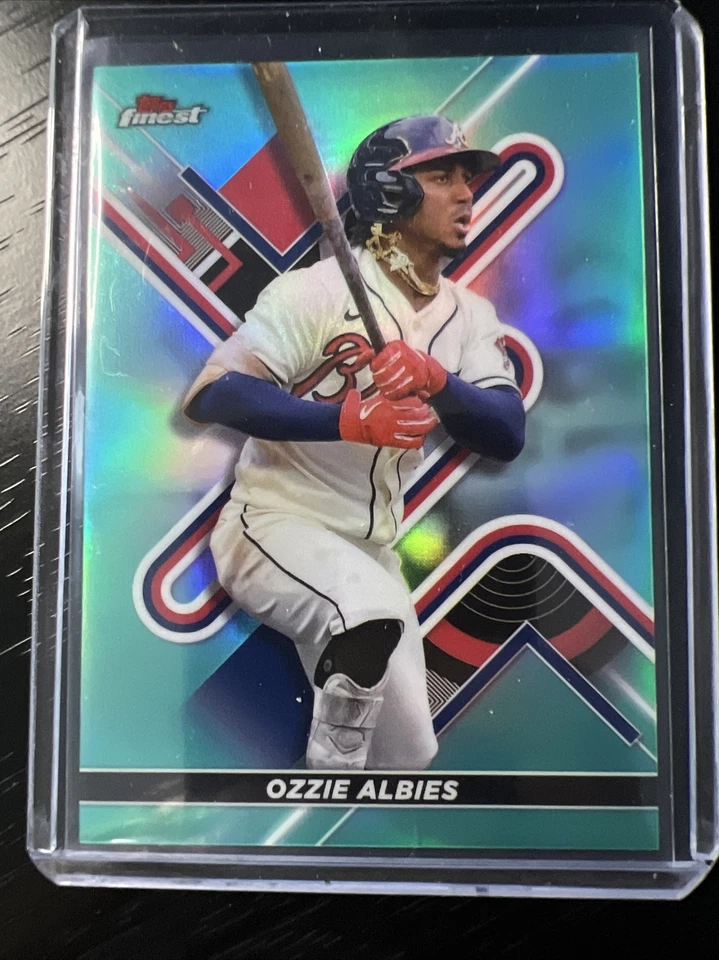 OZZIE ALBIES 2022 TOPPS FINEST AQUA REFRACTOR # /199 SP BRAVES - Image 1 of 2