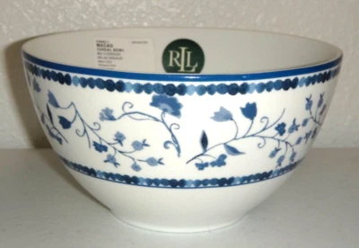 RALPH LAUREN Macao Floral Porcelana Cereal Cuenco Blanco Azul Flores 6" Diámetro Foto 1 de 4