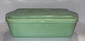 Plato y tapa para refrigerador Anchor Hocking Fire King jadeíta Philbe filigrana verde - Imagen 1 de 23