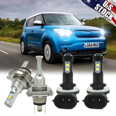 For Hyundai Tucson 2005-2008 2009 4xCombo LED Headlight High/Low+Fog Light Bulbs - Image 1 of 4