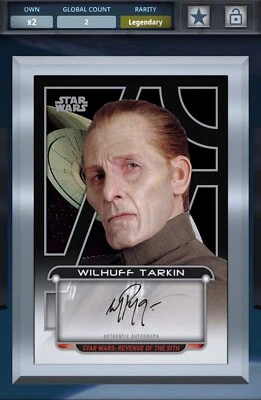Star Wars Card Trader 2018 Galactic Files Signature Tarkin Silver Gilded Digital - Image 1 of 2