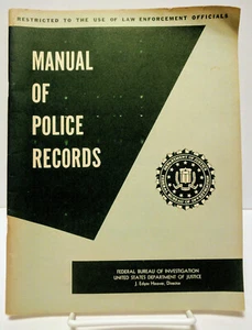Manual Of Police Records RARE 1950s Federal Bureau Of Investigation Manual - Foto 1 di 5