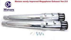 MUTAZU 4" Competition 2.0 Megaphone Slip-On Mufflers Exhaust 95-2016 4 Harley - Picture 1 of 7