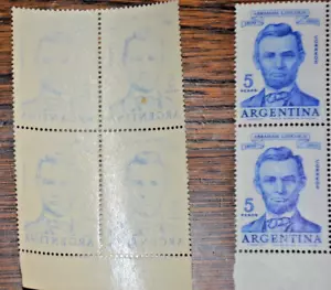 Argentina GJ N° 2 CUADROS Doble ERROR 1 RETINTADO 2 Mechon de Pelo Cabeza - Picture 1 of 6
