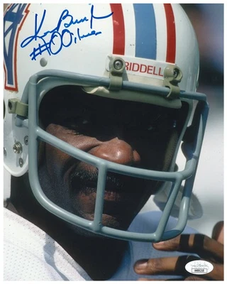 Foto assinada por Ken Burrough Houston Oilers 8x10 inscrita "#00ilers" certificado de autenticidade JSA - Imagem 1 de 2