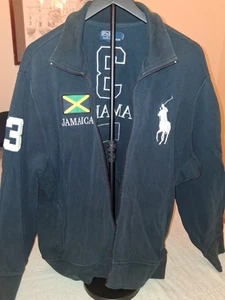 Polo Ralph Lauren Jamaica Track Jacket XL Black #3 Flag Logo READ Missing Zipper - Picture 1 of 3