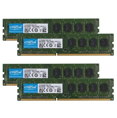 Crucial 4pcs 8GB PC3L 12800U 2RX8 DDR3 1600MHz  Memory RAM DIMM Desktop - Image 1 of 4
